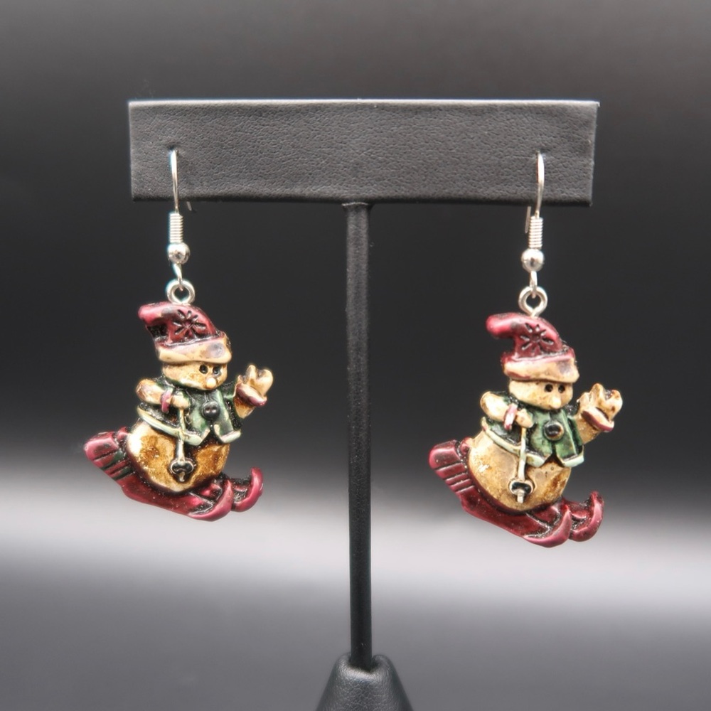 Vintage Artisan Snowman Earrings